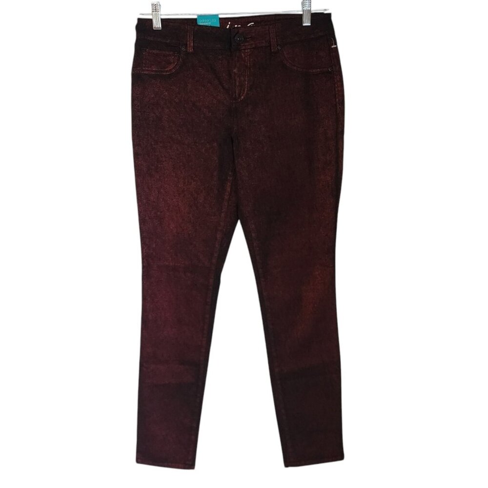 Inc International Concepts Jeans Skinny Regular Fit Wine Berry Metallic Sz 6 NWT